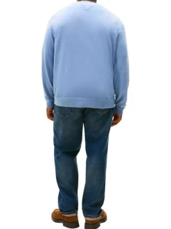 Pull Grande Taille en coton ciel uni avec une coupe ajusté et un col rond