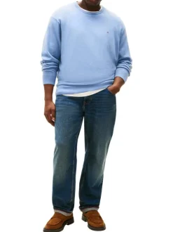 Pull Grande Taille en coton ciel uni avec une coupe ajusté et un col rond
