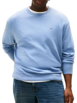 Pull Grande Taille en coton ciel uni avec une coupe ajusté et un col rond