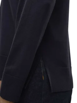 Pull gris anthracite uni avec des petites fentes sur les côtés et à col v