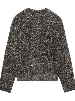 Pull gris chiné à coupe droite, col rond et à manches longues