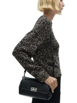 Pull gris chiné à coupe droite, col rond et à manches longues