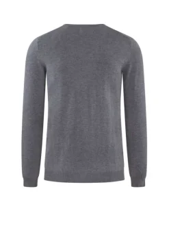 Pull gris clair uni coupe droite col rond Poki