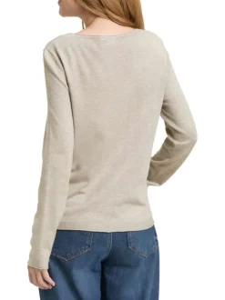 Pull gris uni avec une coupe ajustée et des manches longues moulantes