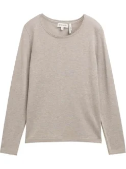 Pull gris uni avec une coupe ajustée et des manches longues moulantes