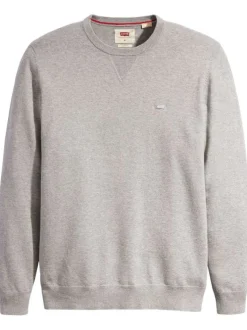 Pull gris uni avec une coupe droite un col rond et des manches longues