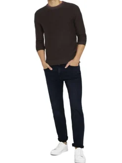 Pull homme droit uni bordeaux