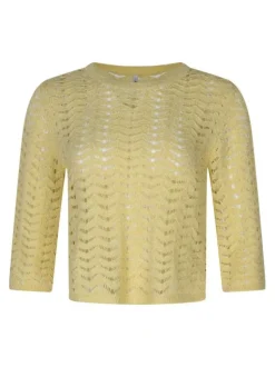 Pull jaune uni pourvu d'une coupe droite et de manches longues
