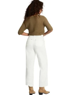 Pull kaki à coupe droite pourvu d'un col v et de manches courtes