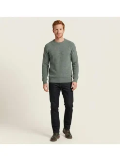 Pull kaki uni avec un col rond et une coupe droite à manches longues