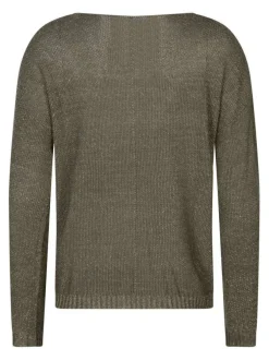 Pull kaki uni pourvu d'une coupe droite et des manches longues