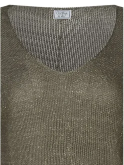 Pull kaki uni pourvu d'une coupe droite et des manches longues