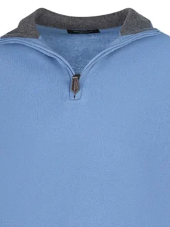Pull laine cachemire ciel uni col camionneur et une coupe adjusted fit