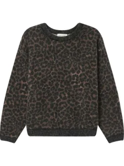 Pull léopard en maille fine avec une coupe droite et un col rond