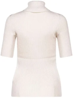 Pull manches courtes à col roulé DAMIA beige