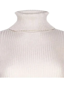 Pull manches courtes à col roulé DAMIA beige