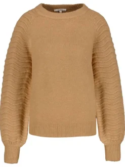 Pull à manches longues chocolat uni avec une coupe droite et un col rond