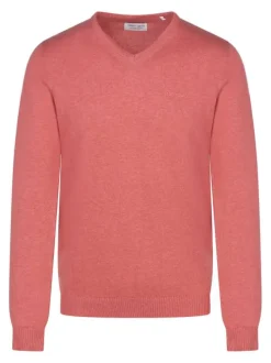 Pull manches longues en coton corail à maille jersey avec une coupe droite