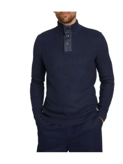 Pull marine en coton mélangé uni coupe régular col camionneur