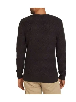 Pull marine en coton uni coupe régular col rond