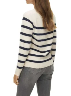 Pull marine à rayures avec une coupe droite et des manches longues