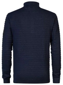 Pull marine uni droit avec un col camionneur et à manches longues et rayures