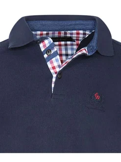 Pull marine uni Grande Taille à coupe droite col polo et logo brodé