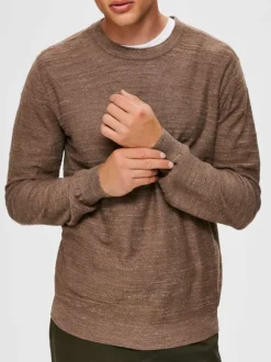 Pull marron pour homme en point andalou coupe droite