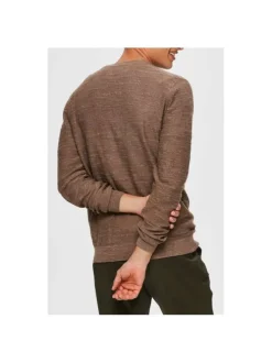 Pull marron pour homme en point andalou coupe droite