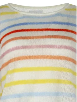 Pull multicolore à coupe droite pourvu d'un motif à rayures horizontales