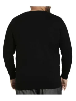 Pull noir pour homme en coton en maille piquée coupe droite
