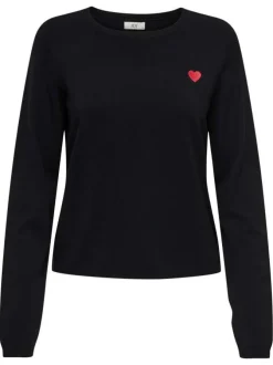 Pull noir uni avec une coupe droite et des manches longues