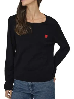 Pull noir uni avec une coupe droite et des manches longues