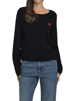 Pull noir uni avec une coupe droite et des manches longues