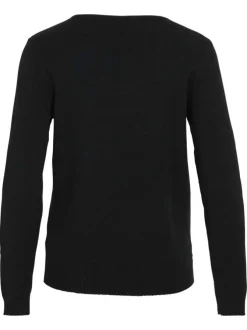 Pull noir uni avec une coupe droite et des manches longues