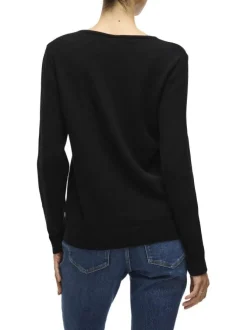 Pull noir uni avec une coupe droite et des manches longues