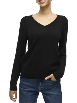 Pull noir uni avec une coupe droite et des manches longues