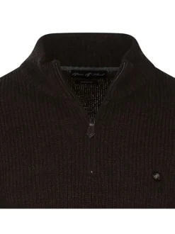 Pull noir uni à coupe droite avec un col montant et zippé et des manches longues