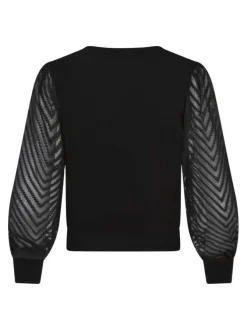 Pull noir uni à coupe droite avec un col v et des manches longues