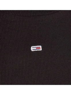 Pull noir uni en maille jersey avec un col roulé et à manches longues