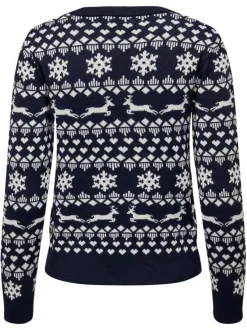 Pull nuit à motif noël à coupe droite col rond et à manches longues