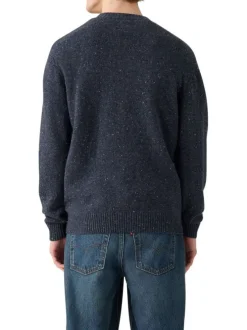 Pull nuit uni en laine d'agneau avec col rond et manches longues
