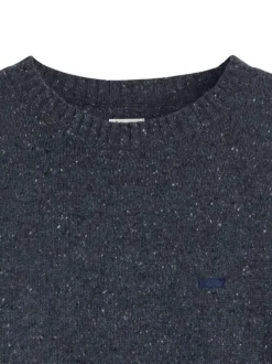 Pull nuit uni en laine d'agneau avec col rond et manches longues