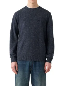 Pull nuit uni en laine d'agneau avec col rond et manches longues
