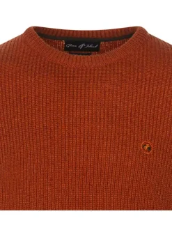 Pull orange uni avec une coupe droite, un col rond et à manches longues