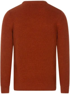Pull orange uni avec une coupe droite, un col rond et à manches longues