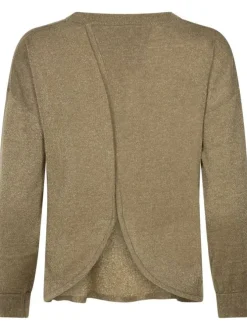 Pull or, coupe droite à col rond et à manches longues avec dos ouvert