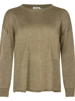 Pull or, coupe droite à col rond et à manches longues avec dos ouvert