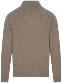 Pull épais en laine beige chiné à coupe droite et col camionneur