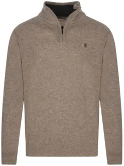 Pull épais en laine beige chiné à coupe droite et col camionneur